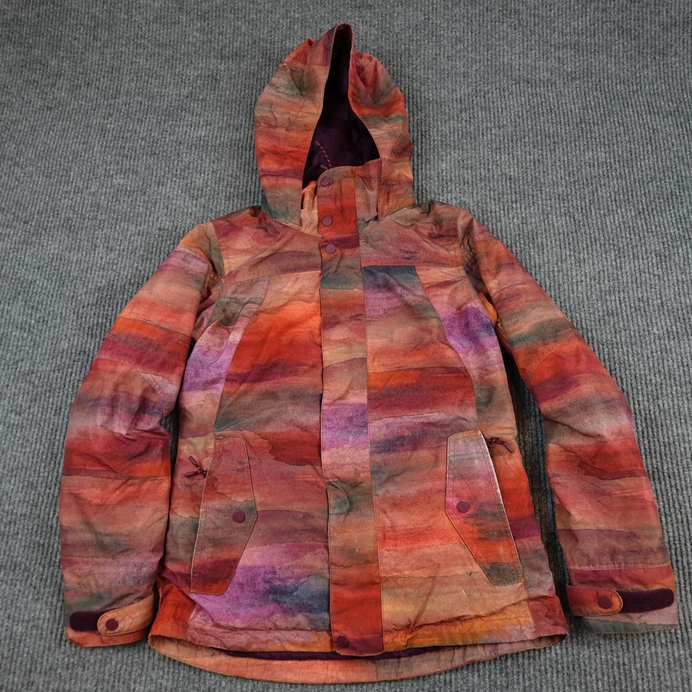 Burton Jacket Womens Small Tie Dye Print Hooded Insulated Jet Set Ski Snow